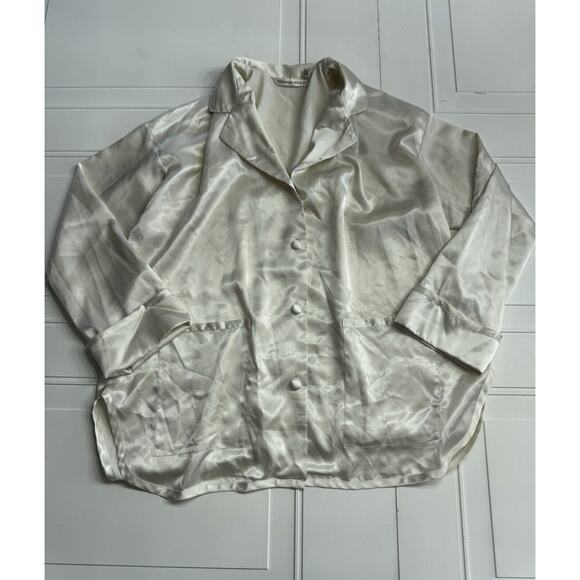 Victoria's Secret Other - Victoria Secret Pajama Sleep Shirt Cream Oversized Large Button Up Long Sleeve